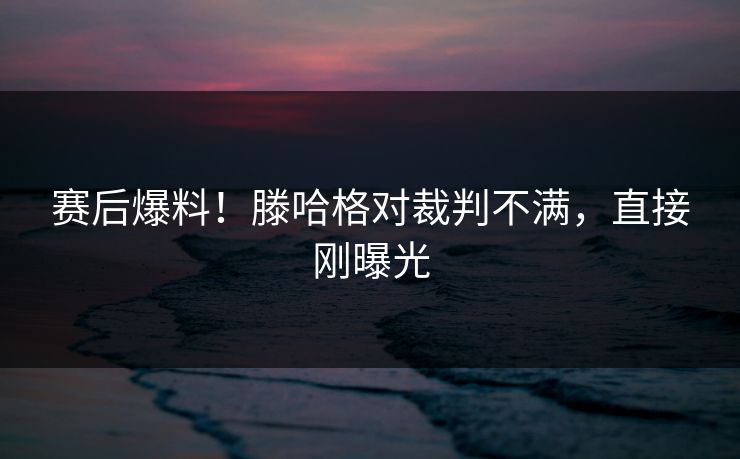 赛后爆料！滕哈格对裁判不满，直接刚曝光